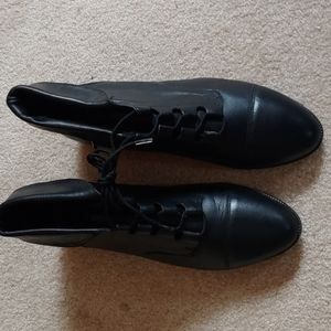 Black leather lace up ankle boots from Prima Royale. 9 1/2m